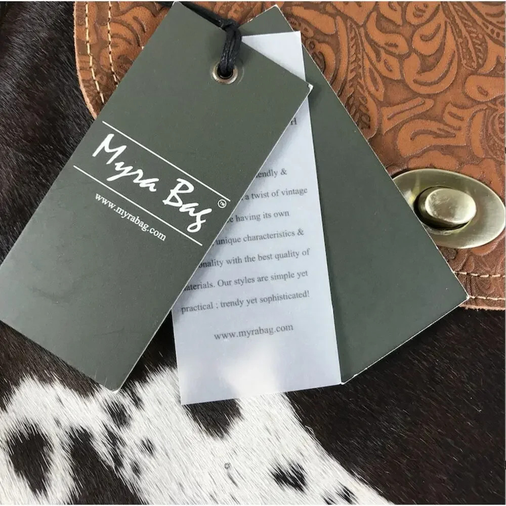 MYRA BAG Handcrafted Leather Cowhide Crossbody Brown Bag Unique Boho Cowgirl NWT